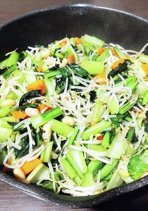 小松菜と大豆の野菜炒め-レシピのメイン写真