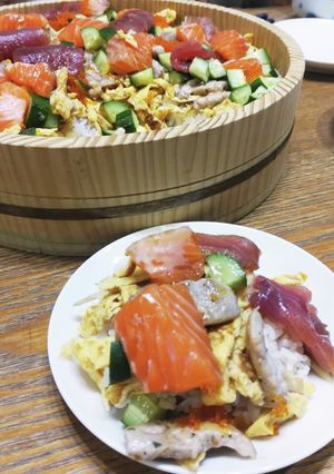 ちらし寿司 肉✕魚(若者対応)-レシピのメイン写真