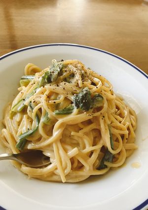 ワンパンで豆乳の和風チーズクリームパスタ-レシピのメイン写真