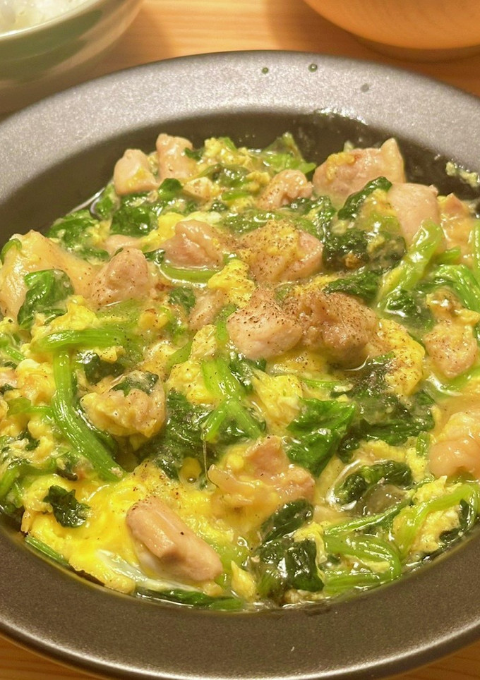 鶏とほうれん草のふわとろ卵炒め-レシピのメイン写真