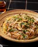 堅焼きそば 辛子高菜もやしの挽肉あん