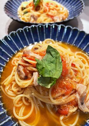 パンチェッタ風豚肩肉のトマトスパゲッティ-レシピのメイン写真