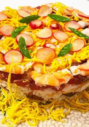 見栄え寿司！雛祭りにケーキ寿司をどうぞ！-レシピのメイン写真