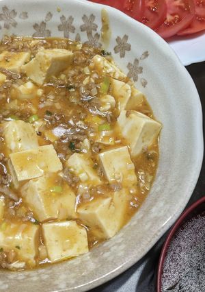 丸美屋麻婆豆腐 挽き肉・ネギ・花椒油足し-レシピのメイン写真