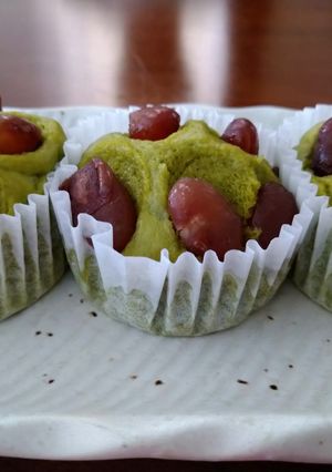 米粉で☆甘納豆入り抹茶蒸しパン-レシピのメイン写真