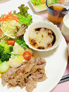 焼肉メインの夕飯メニュー帆立カルパッチョ-レシピのメイン写真