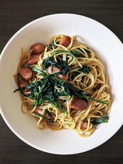 春菊とウインナーのバター醤油パスタ-レシピのメイン写真