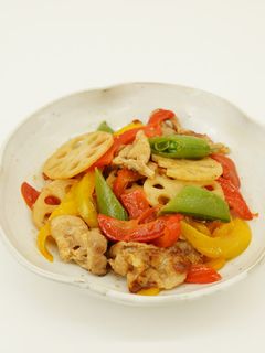 スナップえんどうと豚肉の彩り中華炒め-レシピのメイン写真