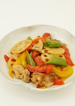 スナップえんどうと豚肉の彩り中華炒め-レシピのメイン写真