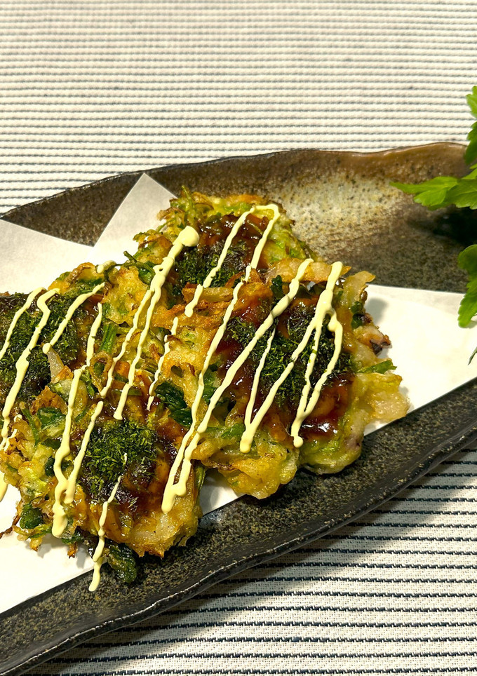 金沢せりのかき揚げ～お好み焼き風～-レシピのメイン写真