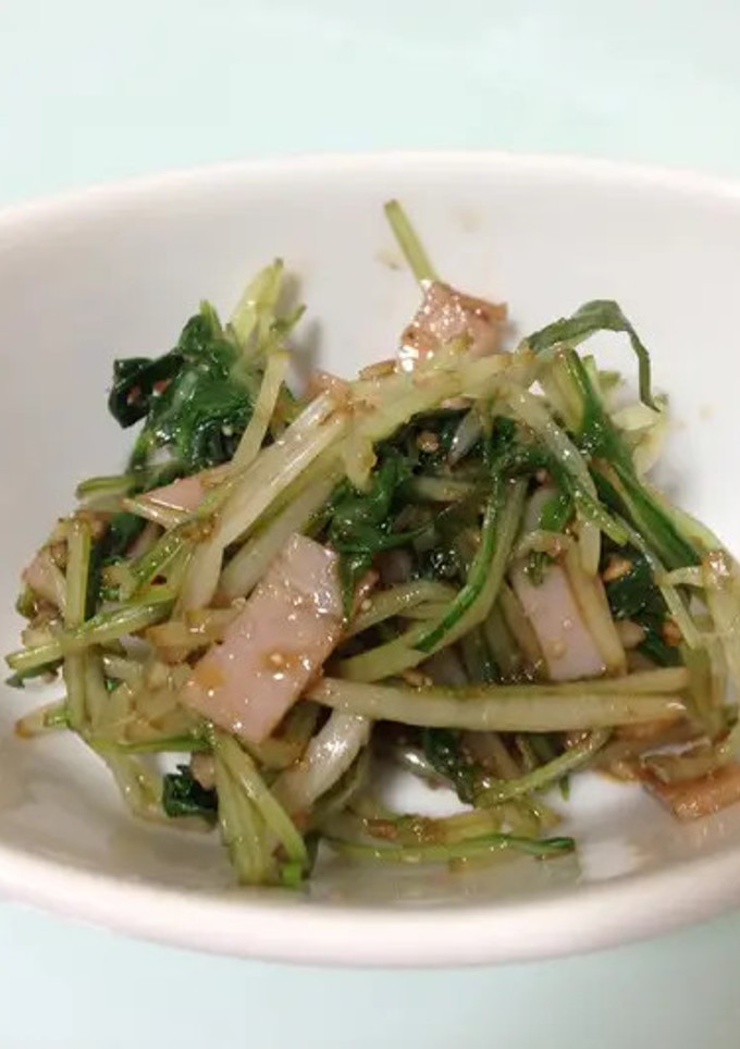 水菜とハムの胡麻和え★簡単お弁当にも-レシピのメイン写真