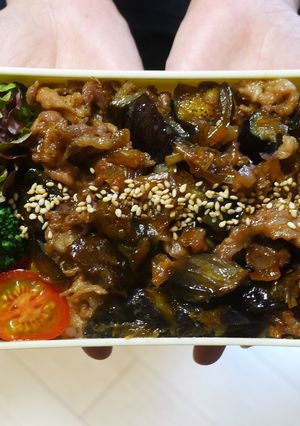 豚肉となすとねぎの甘醤油の丼弁当-レシピのメイン写真