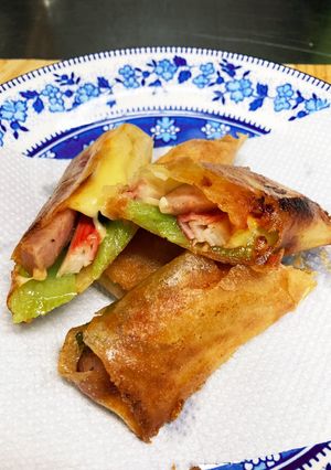 今日の夕飯　カニかま変わり春巻き-レシピのメイン写真