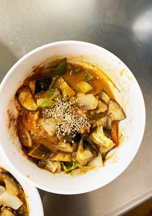 根菜茄子白菜簡単ケチャ南蛮味温野菜サラダ-レシピのメイン写真
