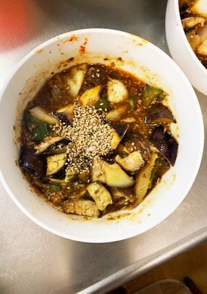 根菜茄子白菜オイごまキムチ味温野菜サラダ-レシピのメイン写真