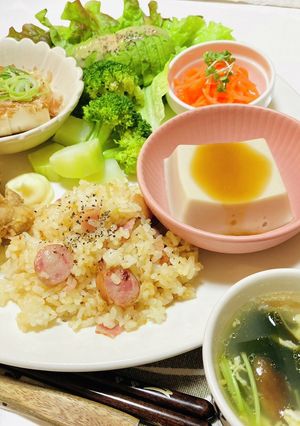 冷凍ご飯でガーリックライス晩ごはん献立-レシピのメイン写真