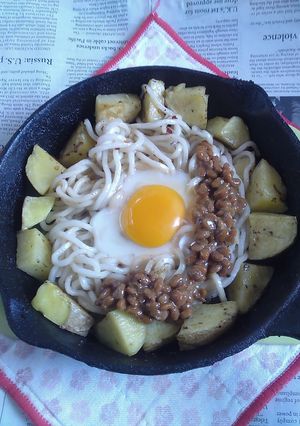 納豆月見の焼きうどんVer.5-レシピのメイン写真