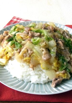 生姜がきく！白菜と豚肉のシンプル中華丼-レシピのメイン写真