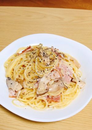 エリンギとベーコンのクリームパスタ-レシピのメイン写真