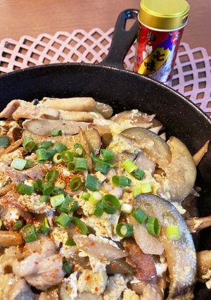 ナスと豚肉の柳川風-レシピのメイン写真