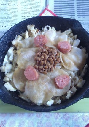 春キャベツ大根の塩漬け納豆の焼きうどん-レシピのメイン写真