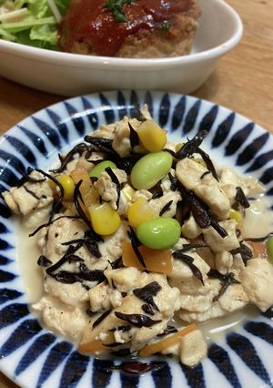 枝豆コーンのひじき入り炒り豆腐-レシピのメイン写真