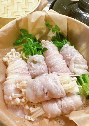 蒸篭でえのきと豆苗の肉巻き-レシピのメイン写真