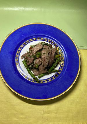 牛肉とアスパラガスと水菜炒め　60-レシピのメイン写真