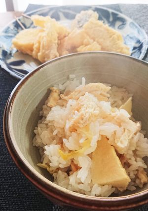 初物の竹の子で竹の子ご飯と米粉天ぷら-レシピのメイン写真