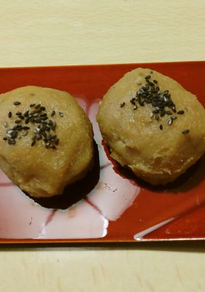 【防災パッククッキング】焼き芋みそおはぎ-レシピのメイン写真