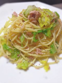 ツナ缶とキャベツの簡単和風パスタ-レシピのメイン写真