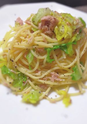 ツナ缶とキャベツの簡単和風パスタ-レシピのメイン写真