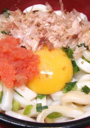 我が家の釜玉うどん♡明太子バター味-レシピのメイン写真