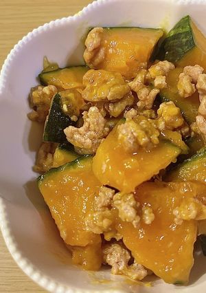 優しいお味！かぼちゃのそぼろ煮-レシピのメイン写真