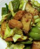 さつま揚げと野菜のとんかつソース炒め