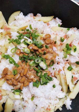 納豆とジャガイモバターと鮭フレーク混ぜ-レシピのメイン写真