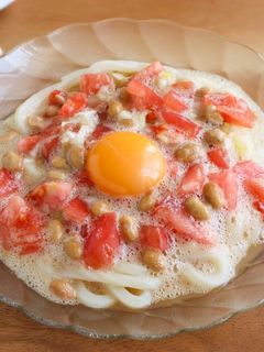 ふわふわ♡納豆トマトだれの冷やしうどん-レシピのメイン写真