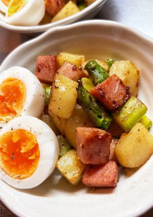 ベーコンとアスパラとポテトのマヨ醤油焼き-レシピのメイン写真