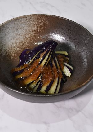 茄子の素揚げ　玉ねぎ黒酢ドレッシングがけ-レシピのメイン写真