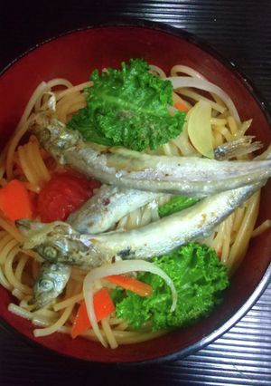 ししゃも唐揚げパスタ丼-レシピのメイン写真