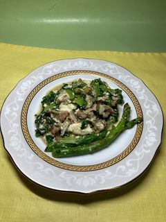 豚肉、小松菜、アスパラ、豆腐の塩麹炒め-レシピのメイン写真