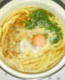納豆温玉うどん：袋麺で作ってみました