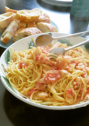 シーフード・ベーコントマトクリームパスタ-レシピのメイン写真