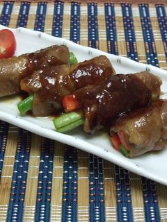 野菜の豚肉巻き 柚子胡椒照り焼き-レシピのメイン写真