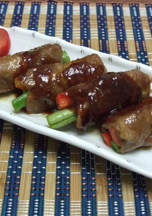 野菜の豚肉巻き　柚子胡椒照り焼き-レシピのメイン写真