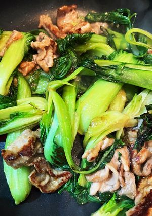 簡単ワンパン青梗菜と豚こまの和風？炒め-レシピのメイン写真