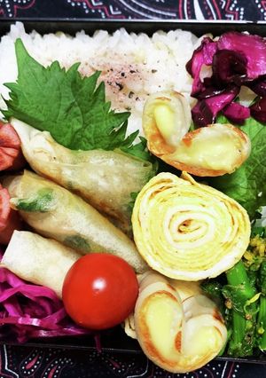 3/14 ﾖｯﾁｬﾝ☆ 三角春巻き弁当-レシピのメイン写真