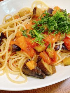 ナスとトマトの和風パスタ-レシピのメイン写真