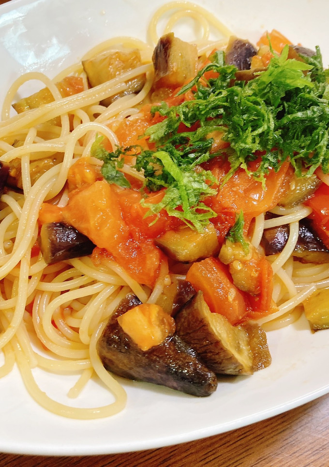 ナスとトマトの和風パスタ-レシピのメイン写真