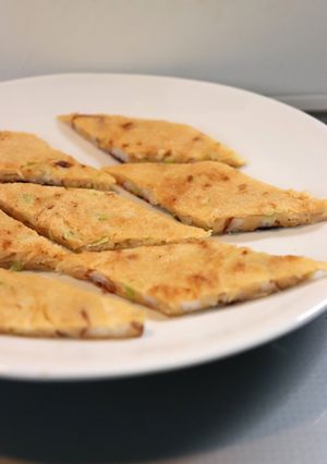 昼夕おやつ★米粉と黄粉で長ねぎ竹輪チヂミ-レシピのメイン写真